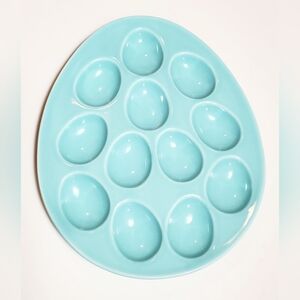 Blue Deviled Egg Platter By FP Home Made In Portugal